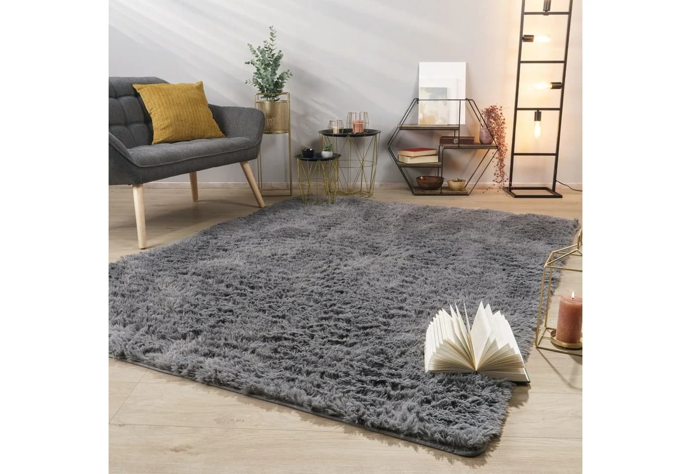 TT Home Teppich Rechteckig Hochflor Langflor Weich Soft Modernes Einfarbiges D - Bild 2