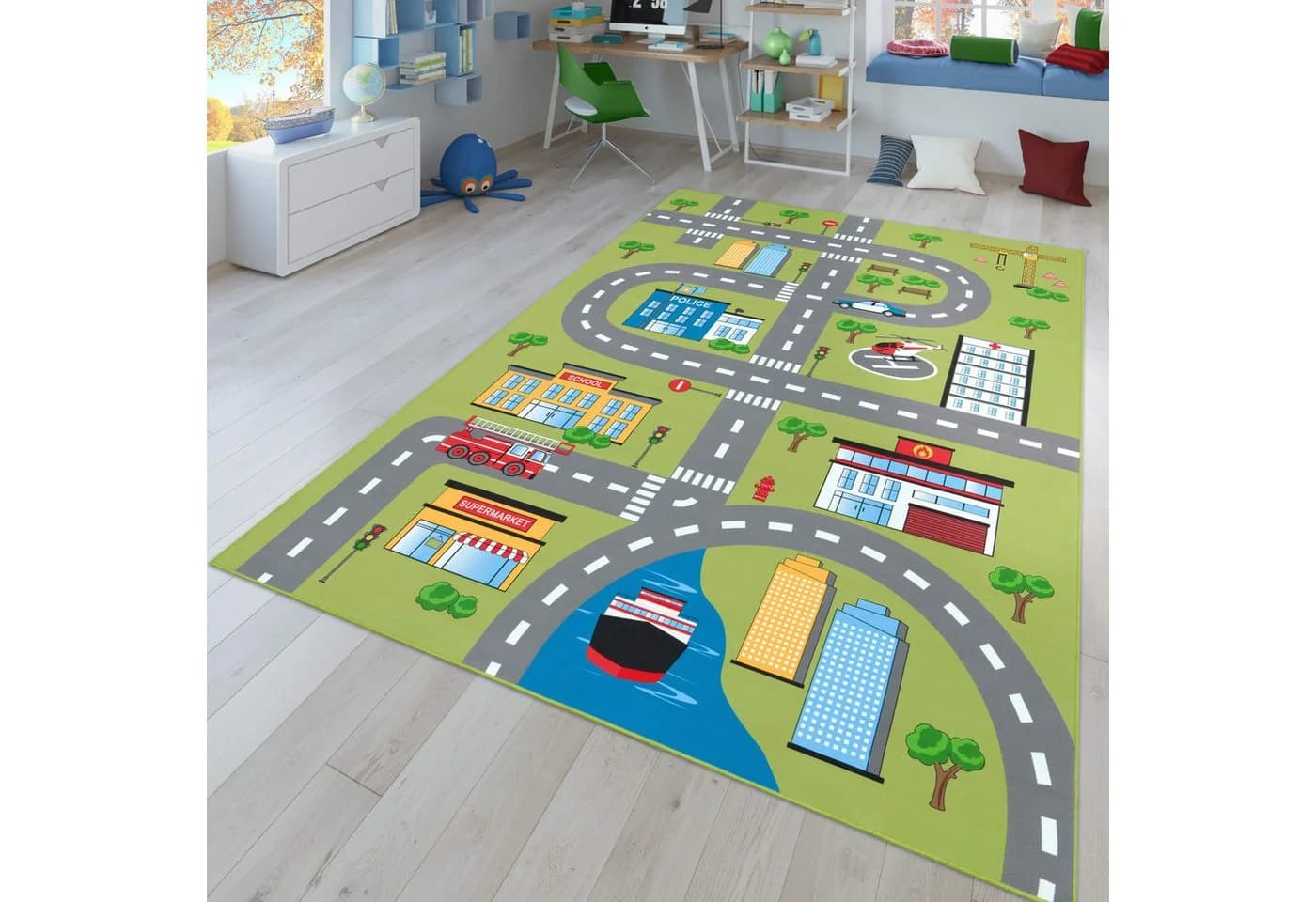 TT Home Kinderzimmer-Teppich Grün Polyamid Kurzflor - Bild 2
