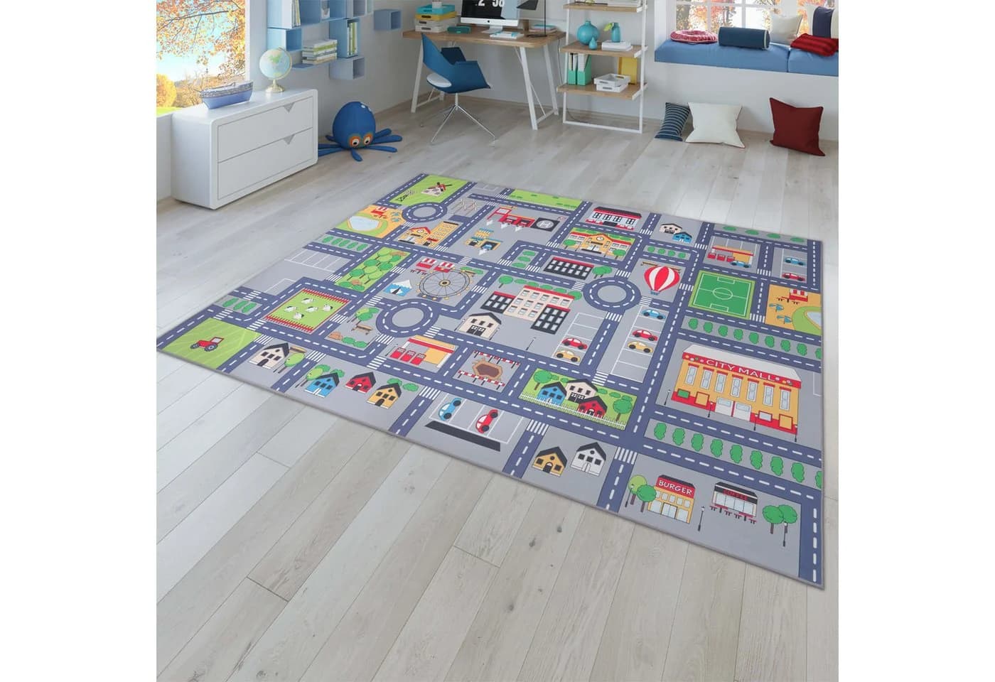 TT Home Kinderzimmer-Teppich Grau Polyamid Kurzflor - Bild 2