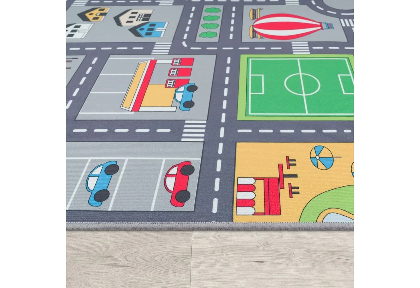 TT Home Kinderzimmer-Teppich Grau Polyamid Kurzflor Rutschfest