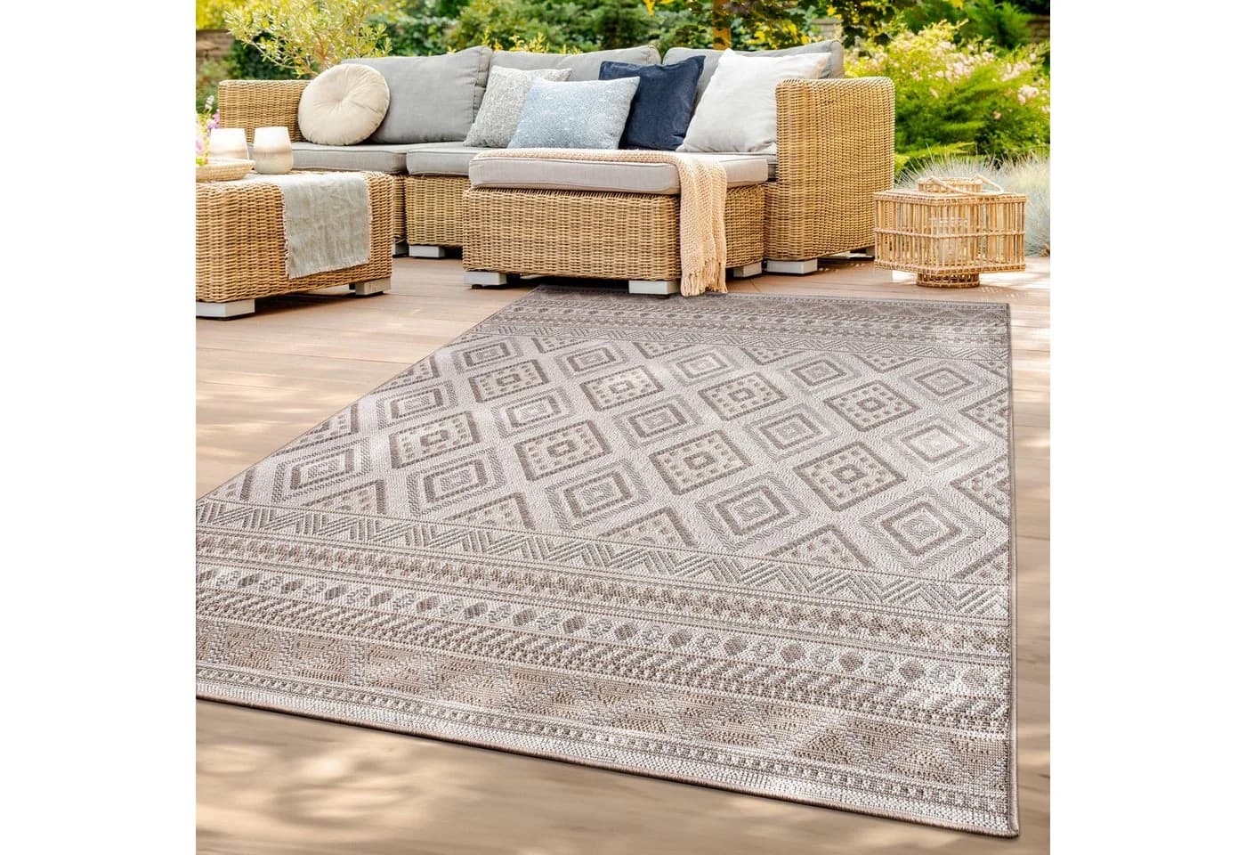 TT Home Teppich Läufer Beige-Braun Geometrisch In- & Outdoor - Bild 2