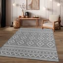TT Home Teppich Grau Flachgewebe Geometrisch In- & Outdoor Bild 1