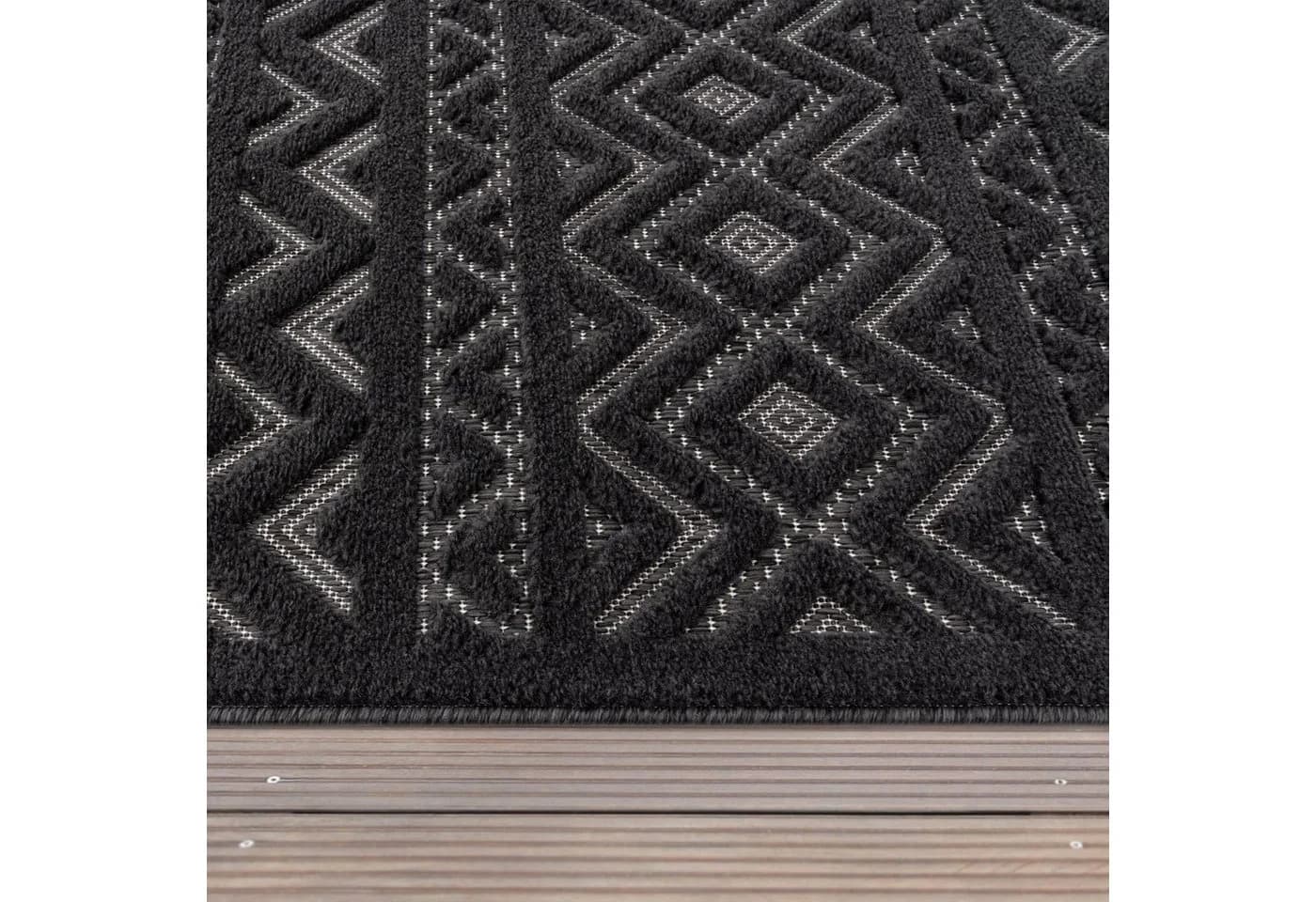TT Home Teppich Rund Anthrazit 3D Boho In- & Outdoor - Bild 4