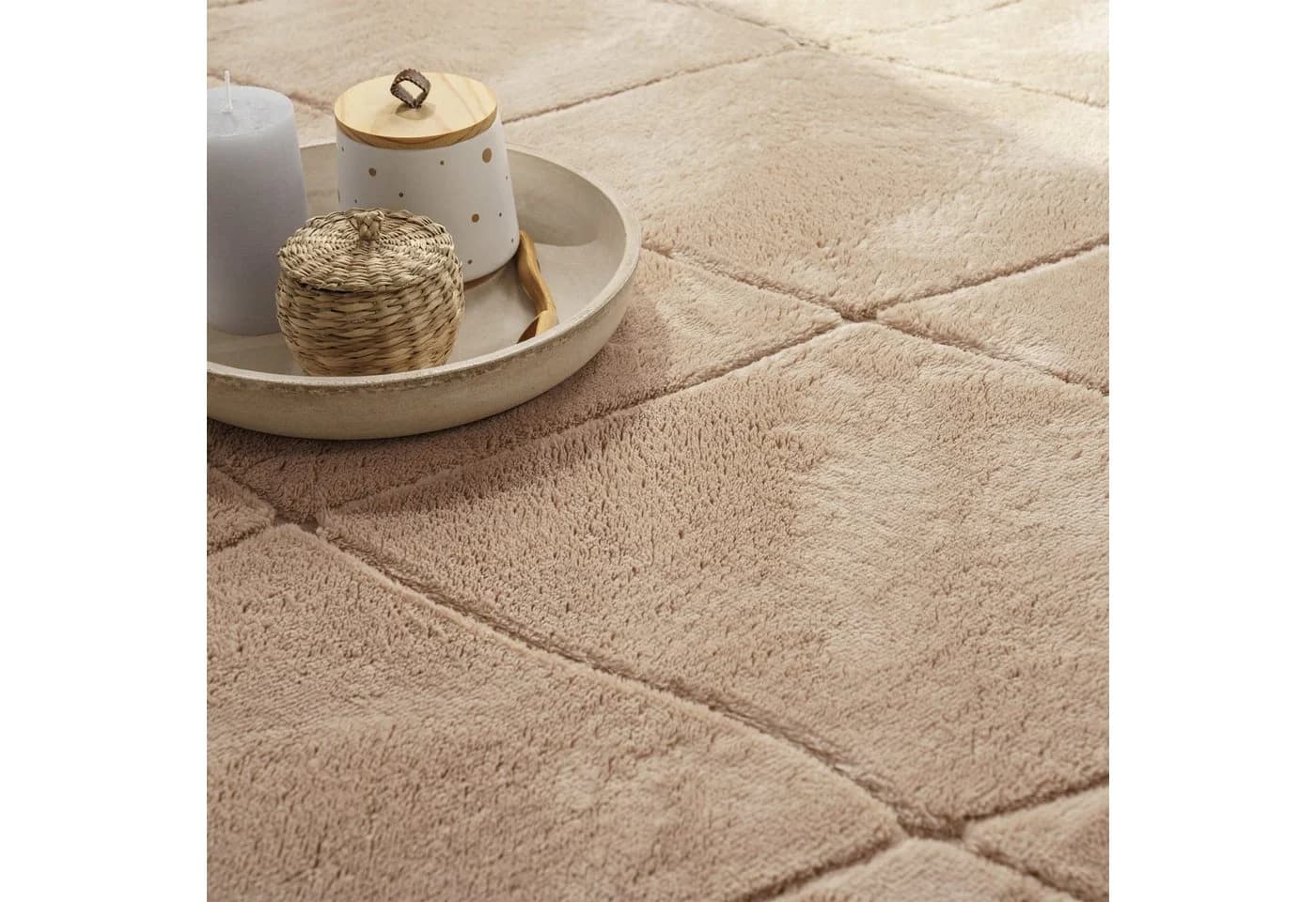 TT Home Teppich Kurzflor Beige Rautenmuster Skandinavisch - Bild 5