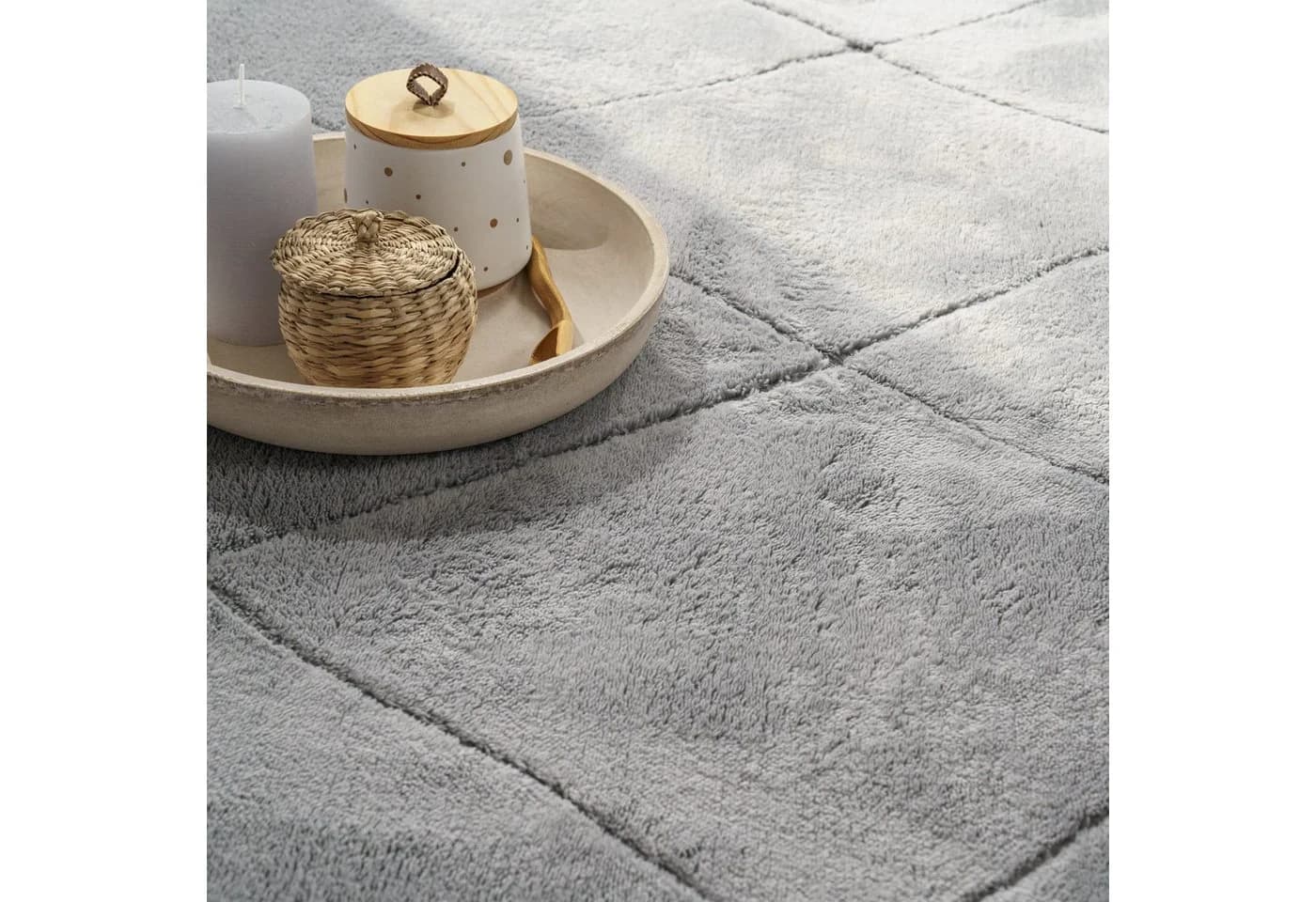 TT Home Teppich Grau Kurzflor Rautenmuster 3-D-Effekt - Bild 3