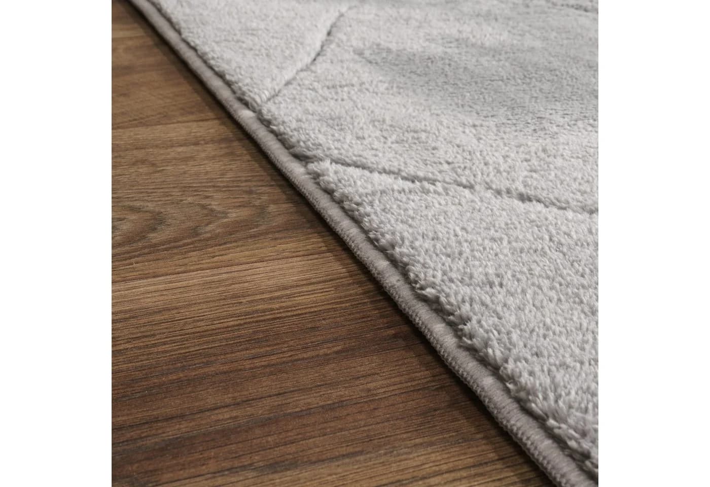 TT Home Teppich Grau Kurzflor Rautenmuster 3-D-Effekt - Bild 4