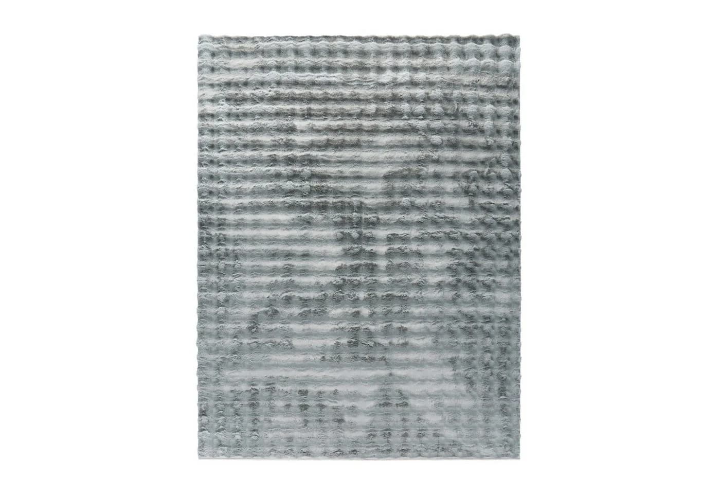 TT Home Teppich Grau Rauten Design Hochflor 34 mm