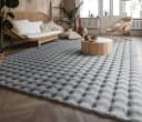 TT Home Teppich Grau Rauten Design Hochflor 34 mm Bild 2