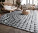 TT Home Teppich Grau Rauten Design Hochflor 34 mm Bild 3