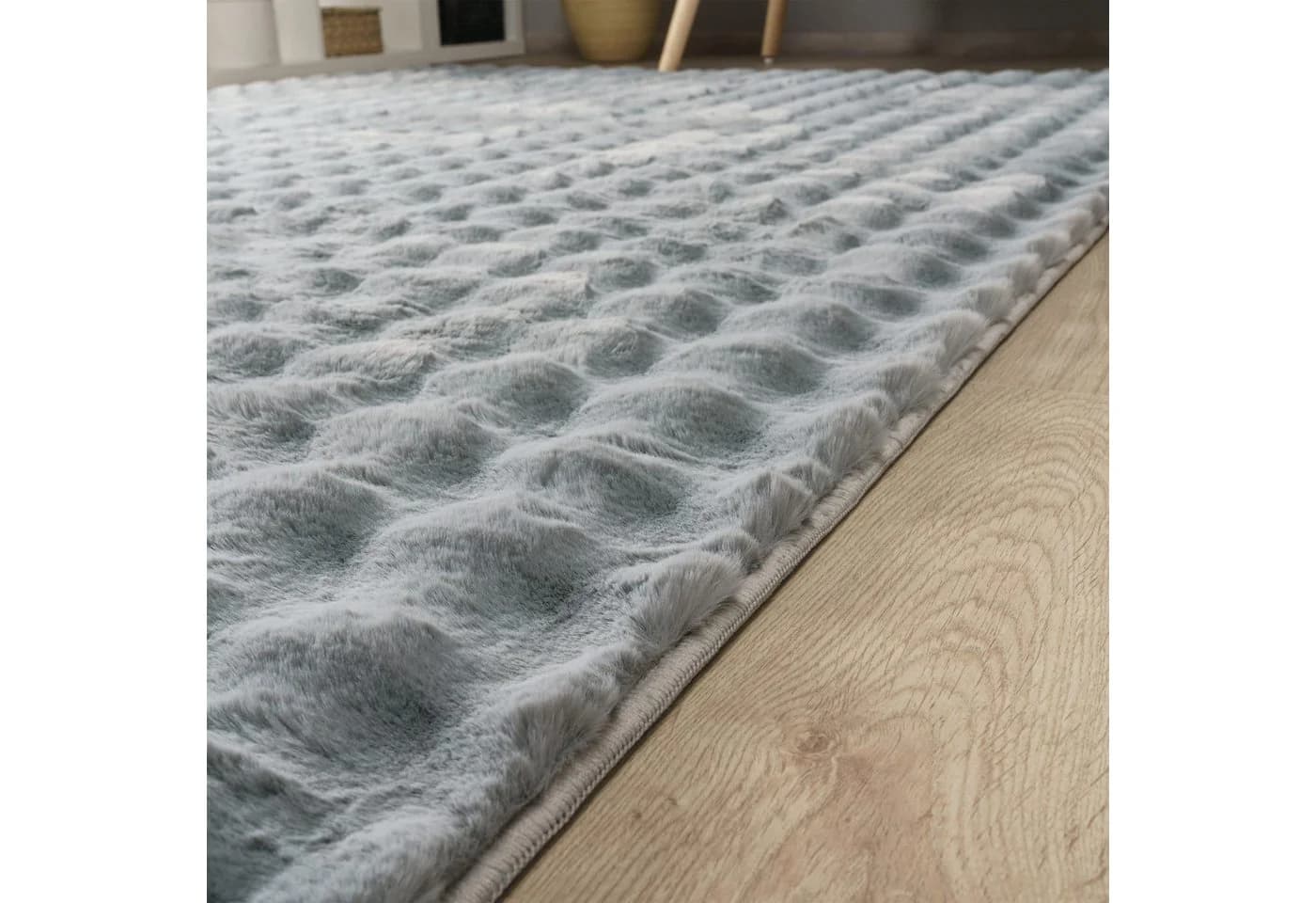 TT Home Teppich Grau Rauten Design Hochflor 34 mm - Bild 4