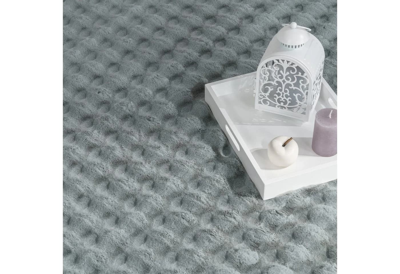 TT Home Teppich Grau Rauten Design Hochflor 34 mm - Bild 5