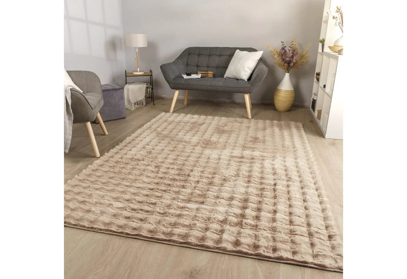 TT Home Wohnzimmer Teppich Rauten Design Soft 3D - Bild 2