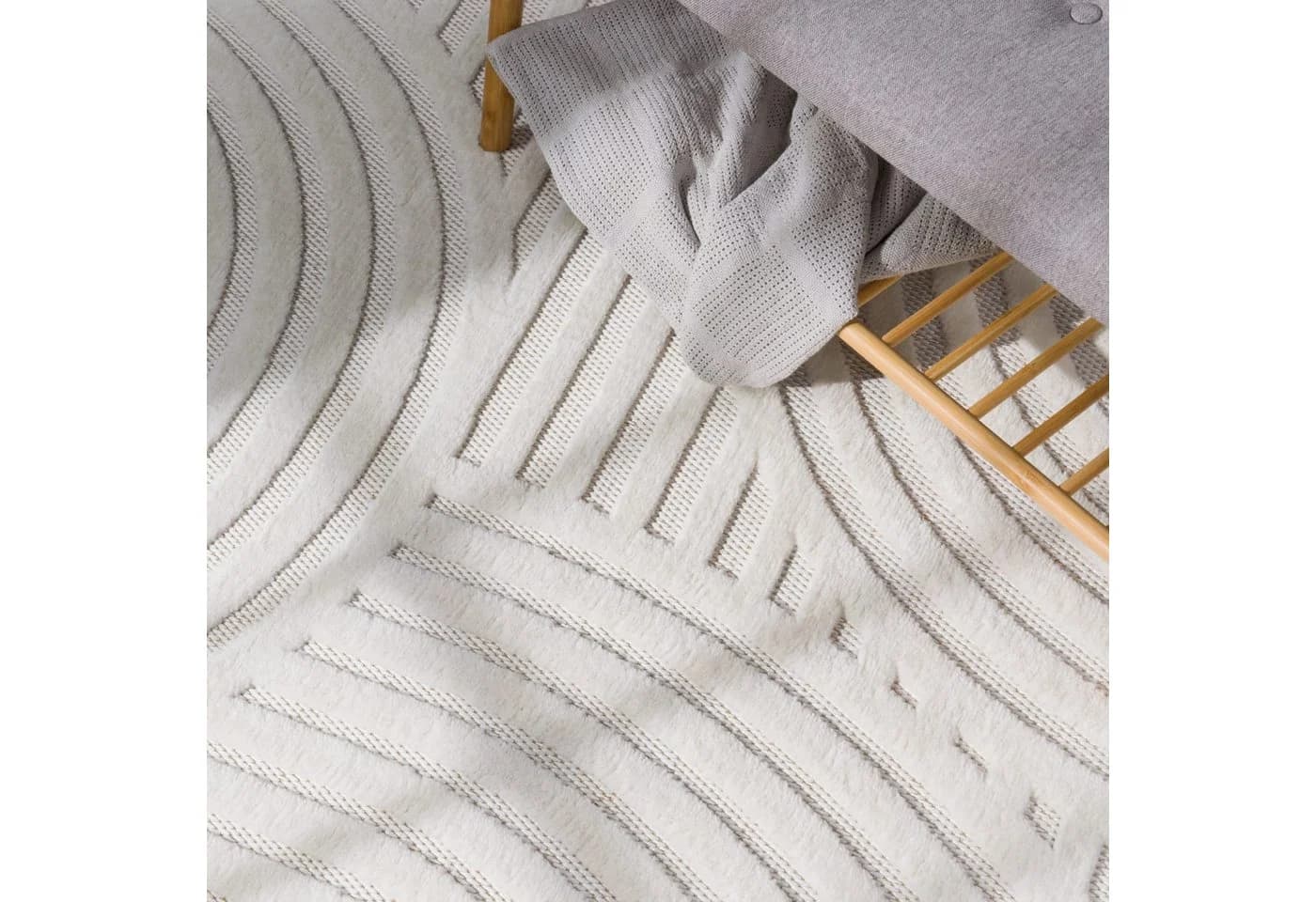 TT Home Teppich Creme Geometrisch Polypropylen