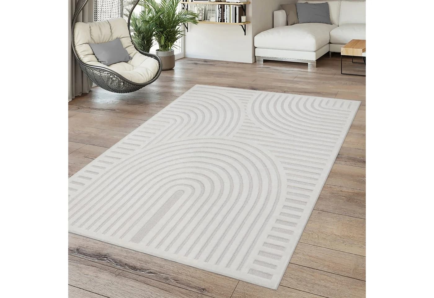 TT Home Teppich Creme Geometrisch Polypropylen - Bild 2