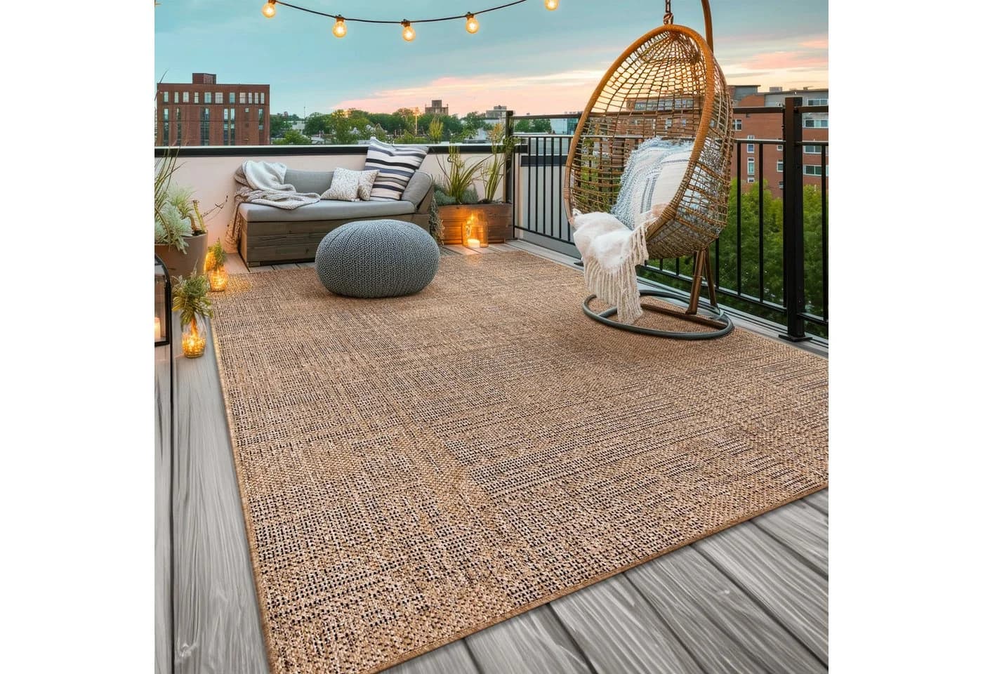 TT Home Teppich Rechteckig Beige Polypropylen Outdoor - Bild 3