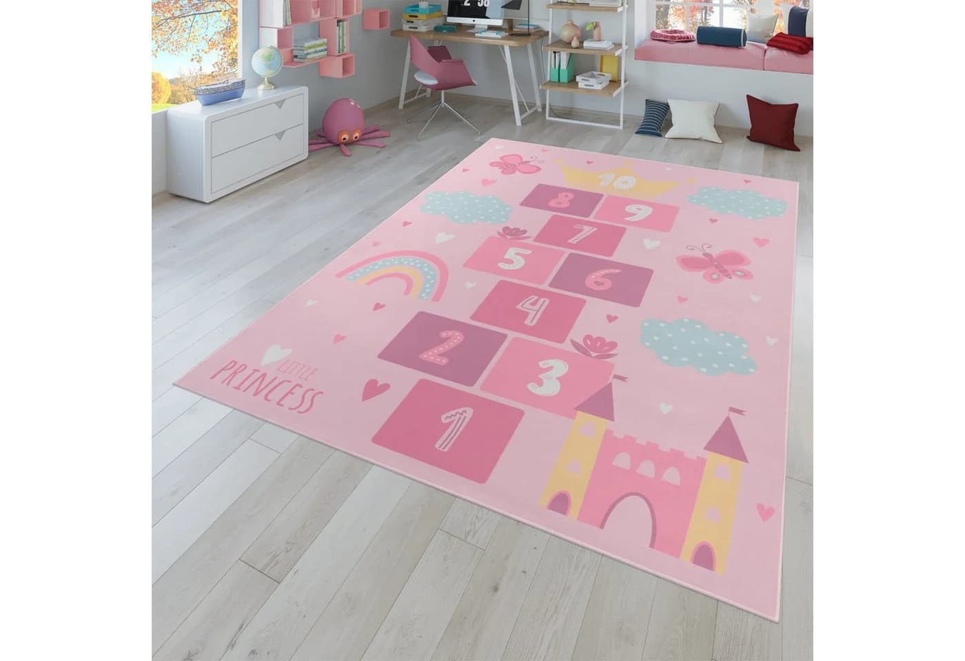 TT Home Kinderzimmer-Teppich Rosa Kurzflor Großstadt-Motiv - Bild 2