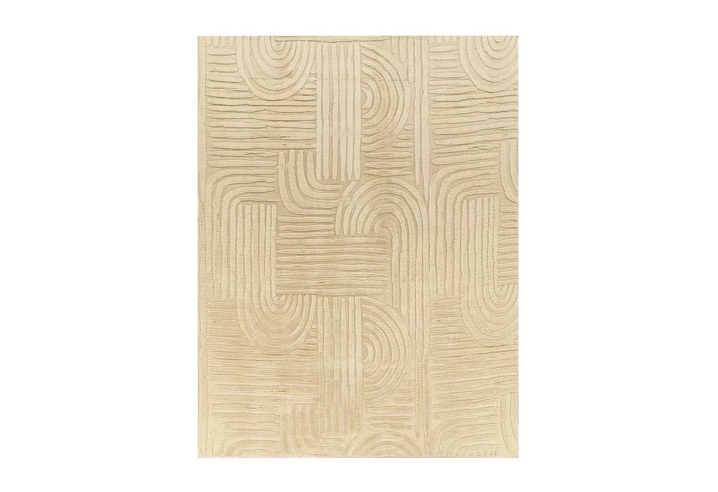 TT Home Teppich Diele Kurzflor Geometrisch Beige