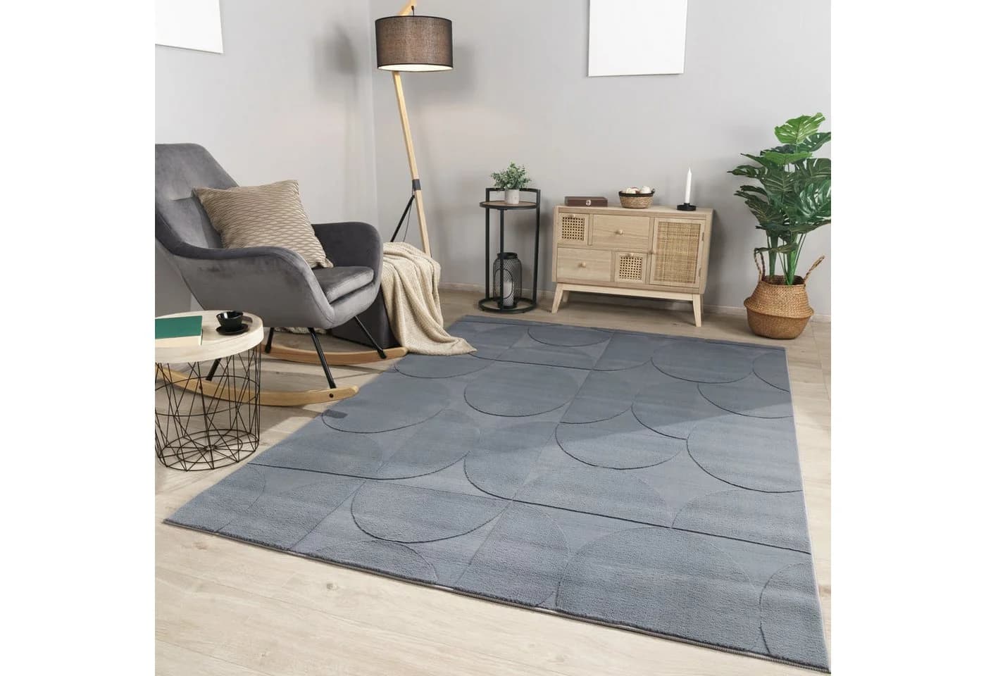 TT Home Teppich Kurzflor Grau Geometrisch Skandi - Bild 2