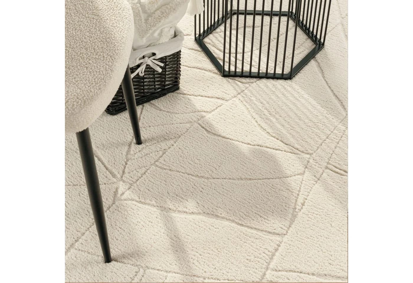 TT Home Teppich Hochflor Beige Polyester Uni - Bild 3