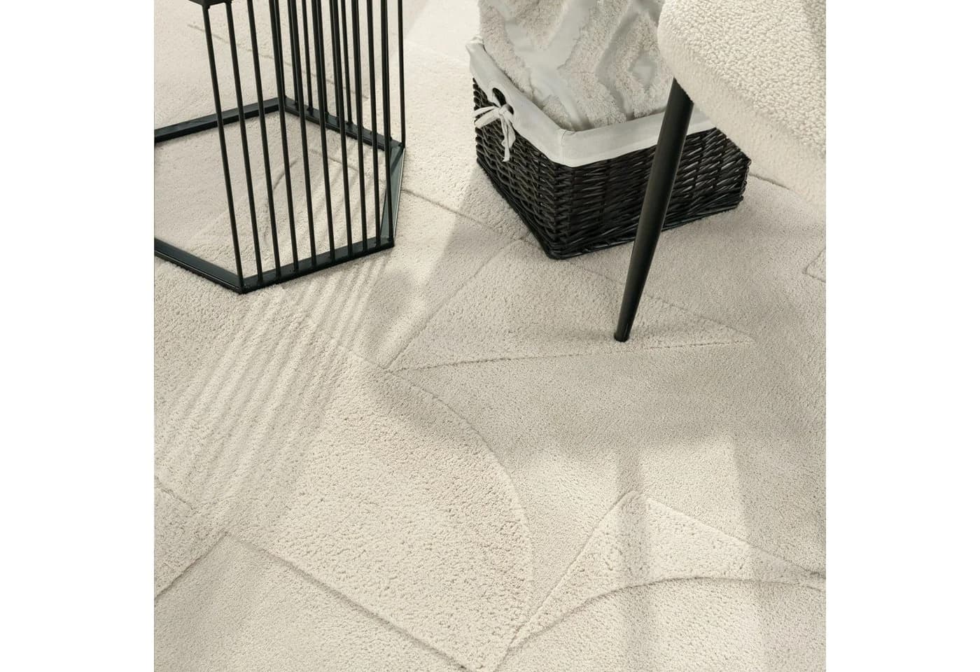 TT Home Teppich Esszimmer Schlafzimmer Wohnzimmer Hochflor Weich Waschbar Uni 3D-Optik - Bild 5