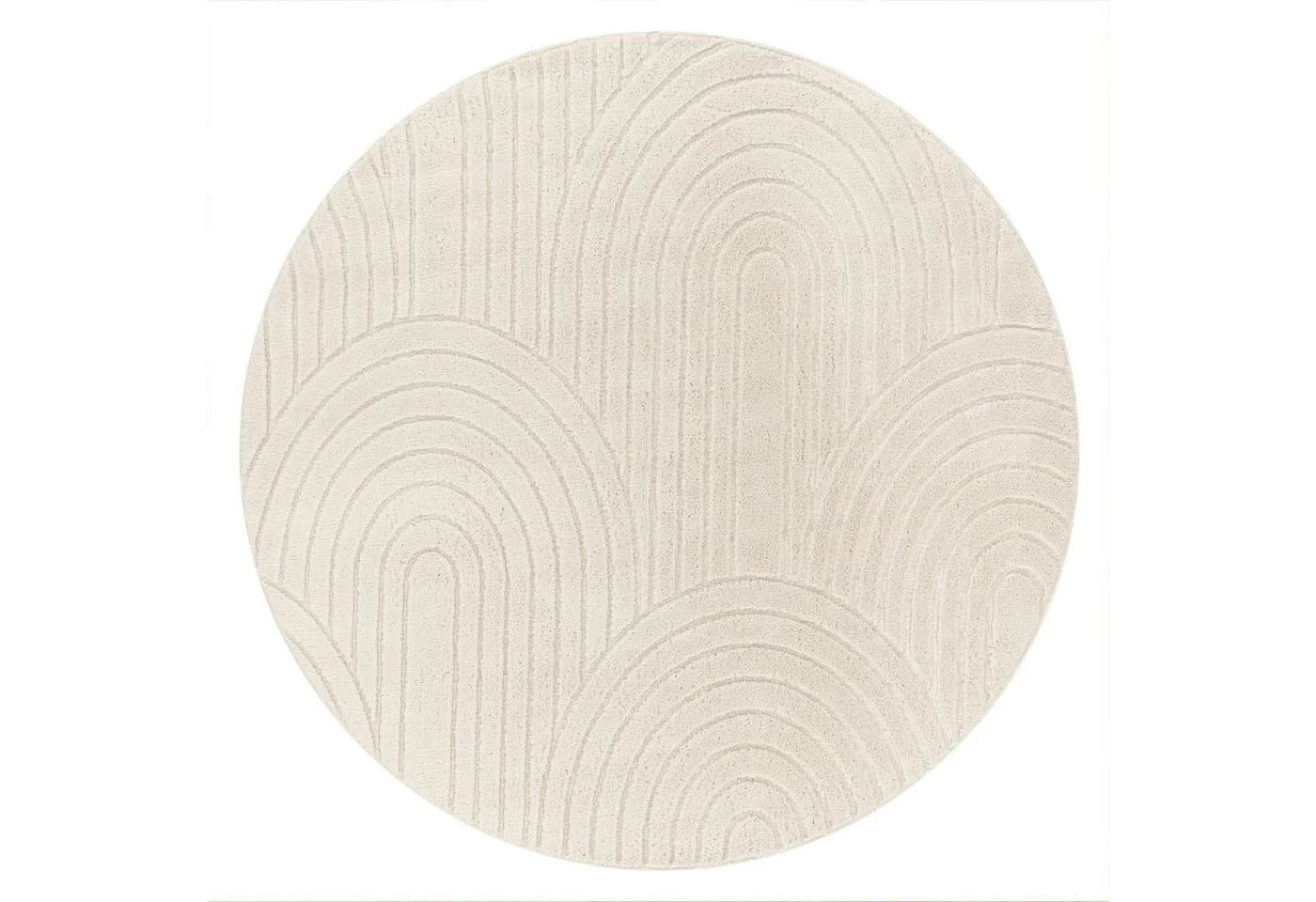 TT Home Teppich Rund Hochflor Beige Uni Polyester - Bild 3