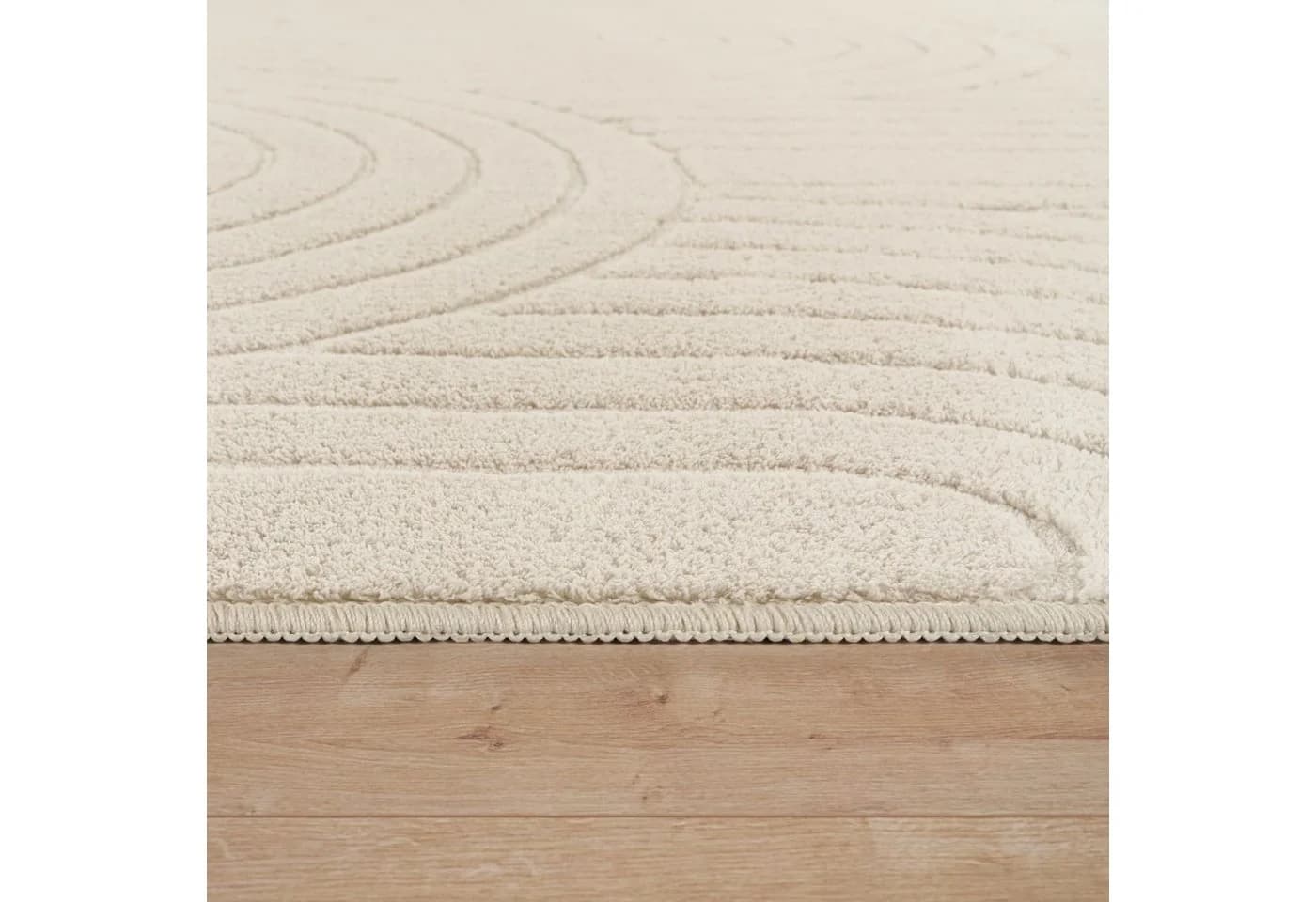TT Home Teppich Rund Hochflor Beige Uni Polyester - Bild 4