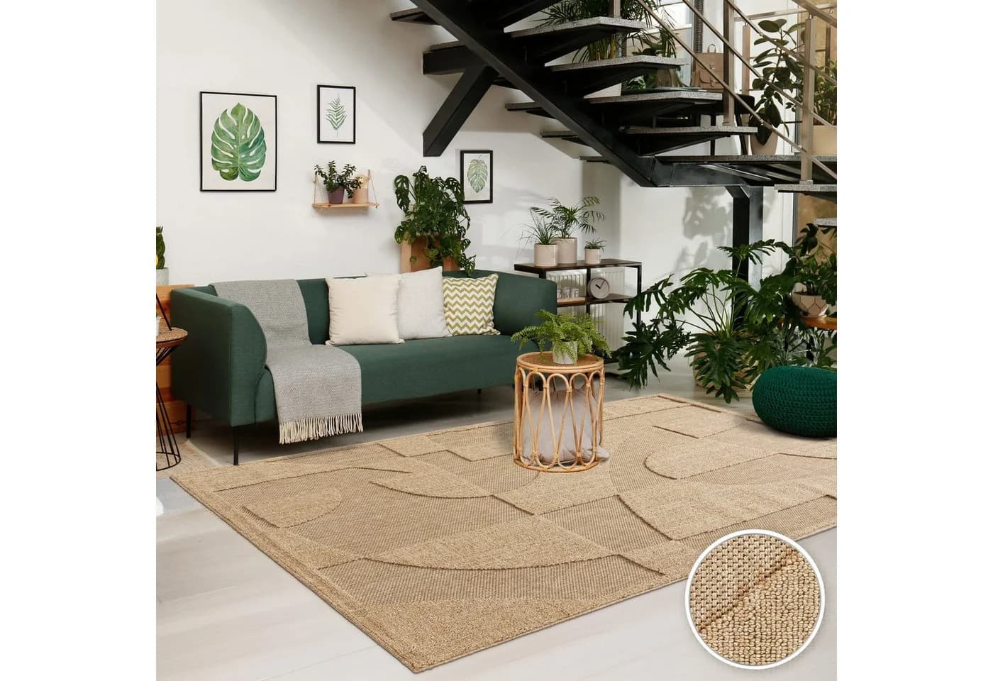TT Home Teppich Geometrisch Beige Polypropylen - Bild 2