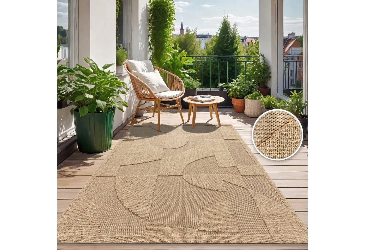 TT Home Teppich Geometrisch Beige Polypropylen - Bild 3