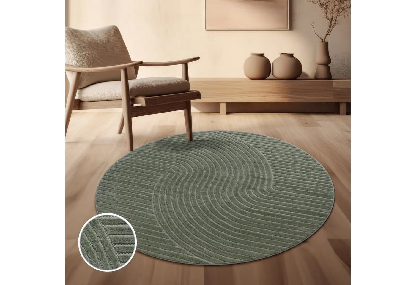 TT Home Teppich Diele Rund - In & Outdoor - Polypropylen - Skandi Ethno - Bild 2