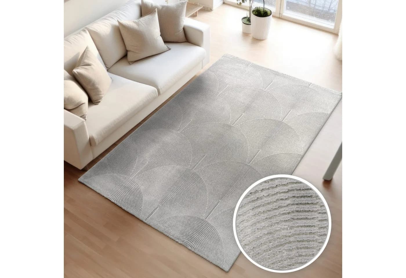 TT Home Teppich Kurzflor Anthrazit Skandinavisch Unifarben - Bild 2