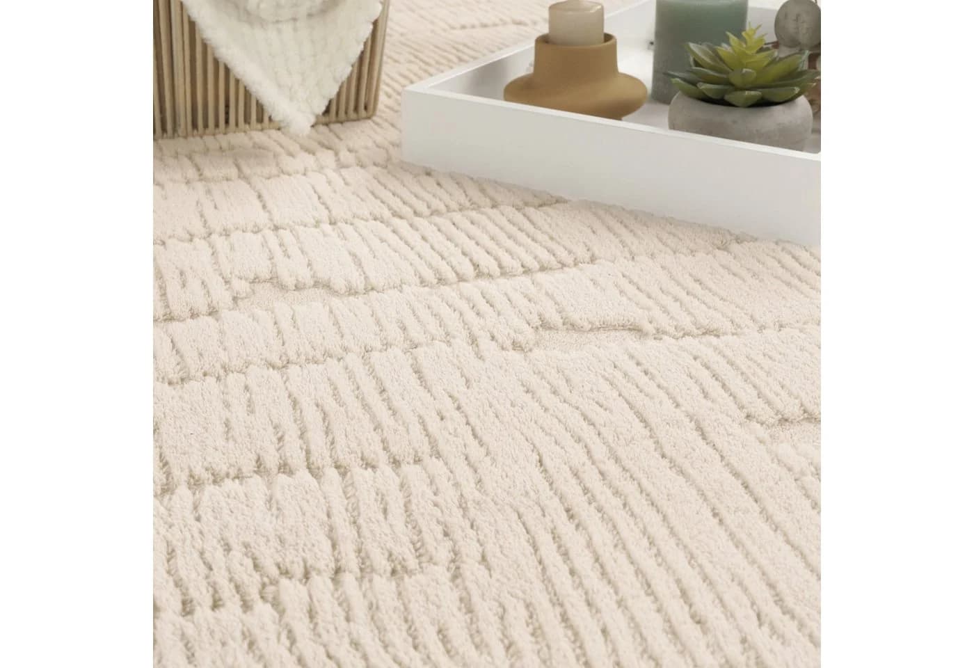 TT Home Teppich Hochflor Beige/Creme Waschbar - Bild 5