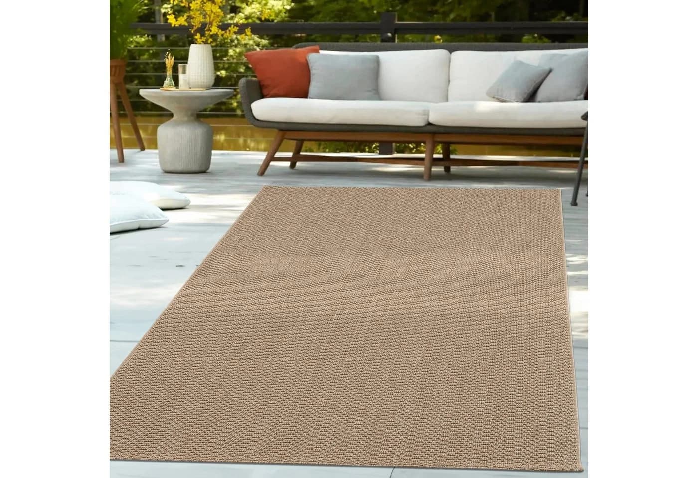 TT Home Teppich Rechteckig Beige Polypropylen Jute
