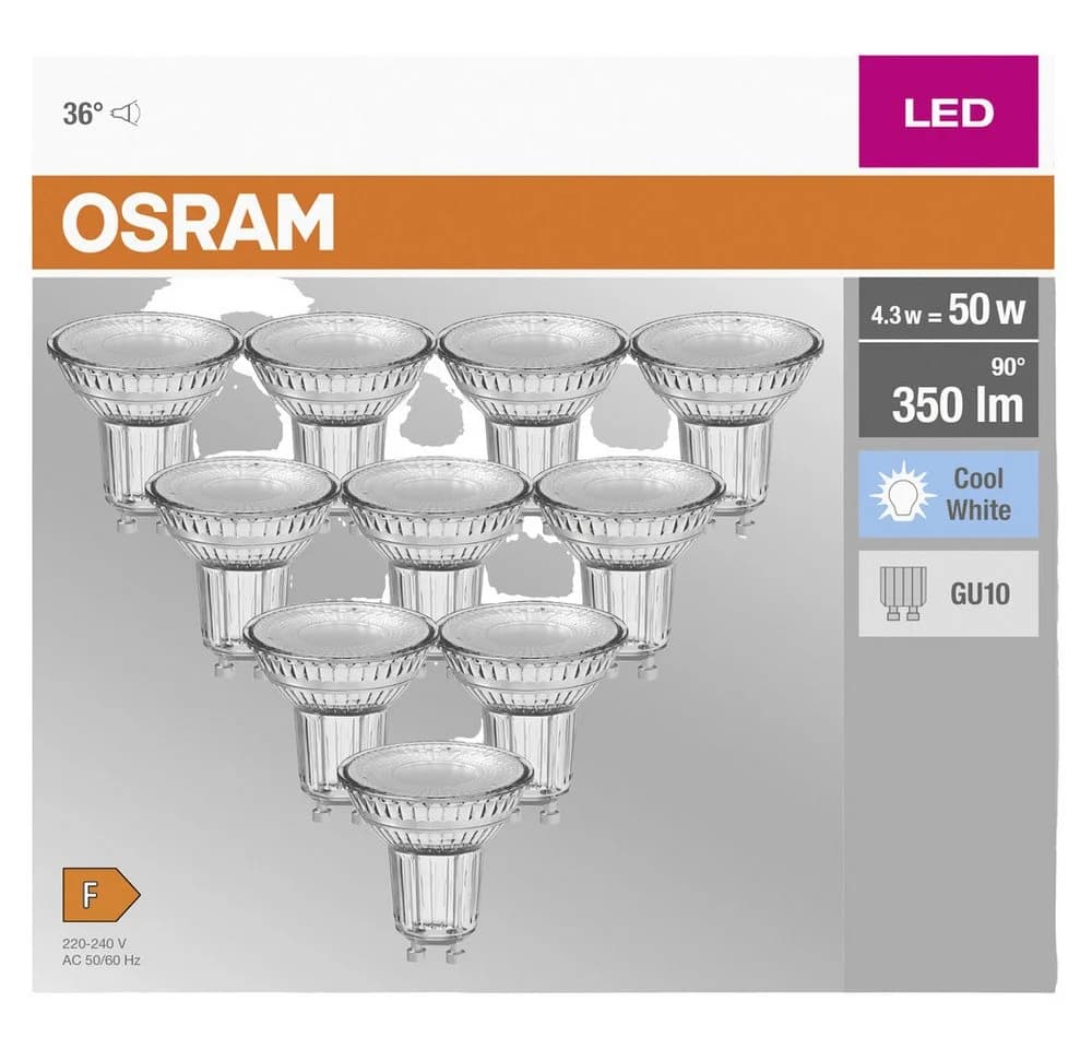 OSRAM LED-Reflektor GU10 4,3W 4.000K 350lm 10er