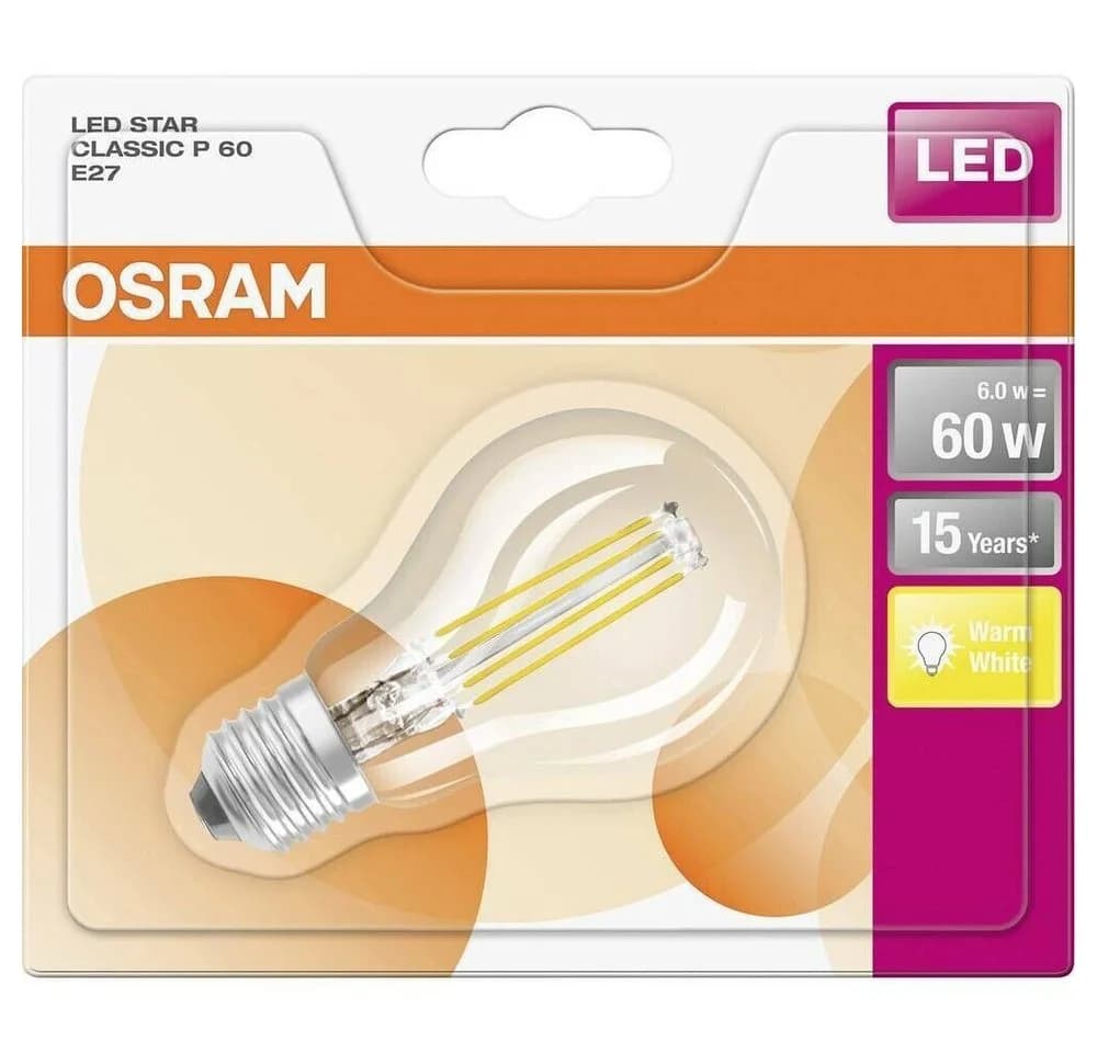 Osram LED E27 G45 Filament Klar 6W Warmweiß 806lm Tropfen - Bild 3