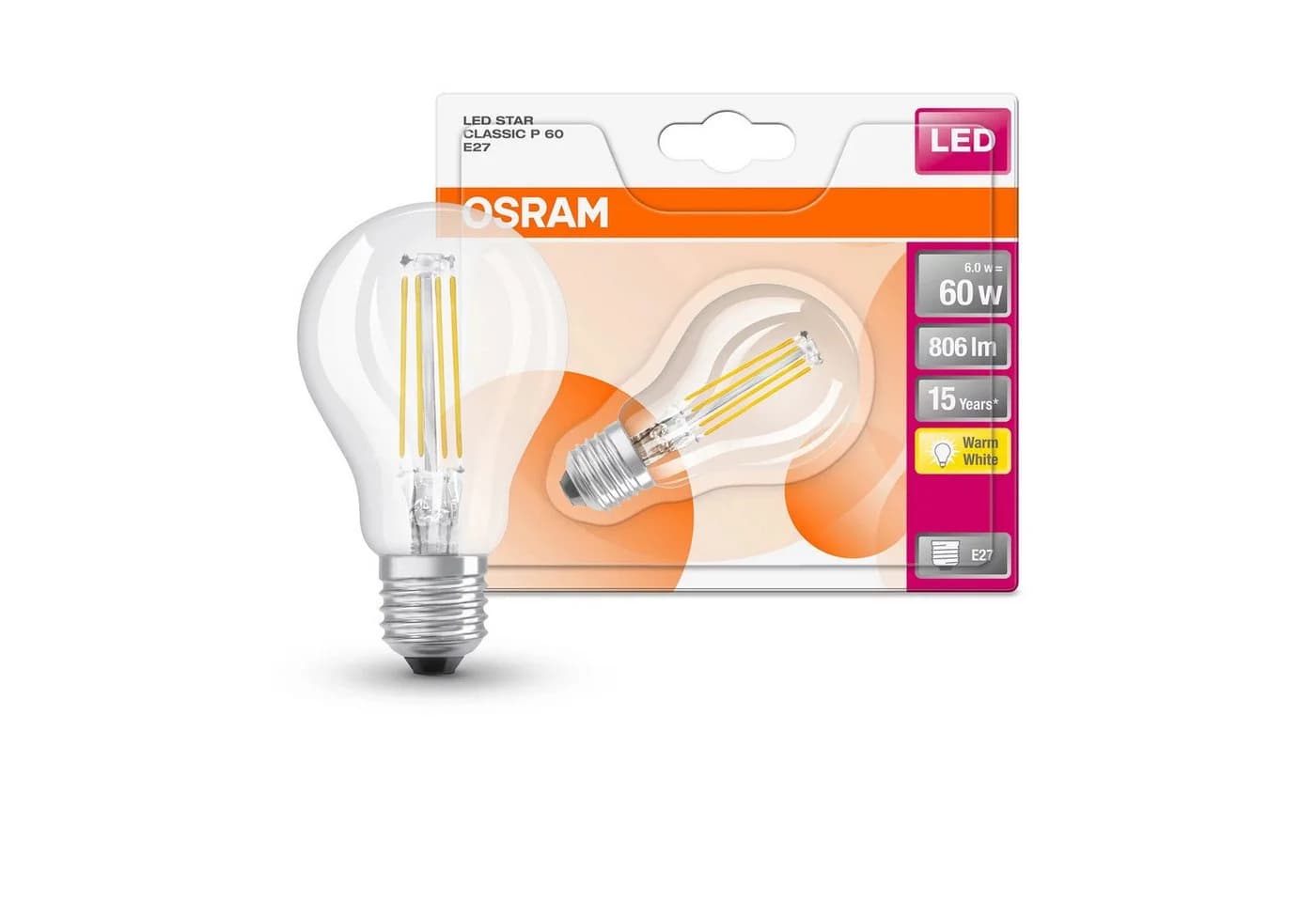 Osram LED E27 G45 Filament Klar 6W Warmweiß 806lm Tropfen - Bild 4