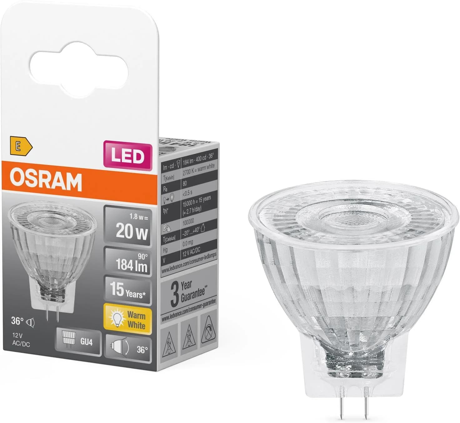 OSRAM LED-Reflektor GU4 MR11 1,8W 2.700K