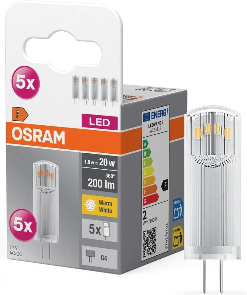 OSRAM Base PIN LED-Stiftsockel G4 1,8W 200lm 5er - Bild 2