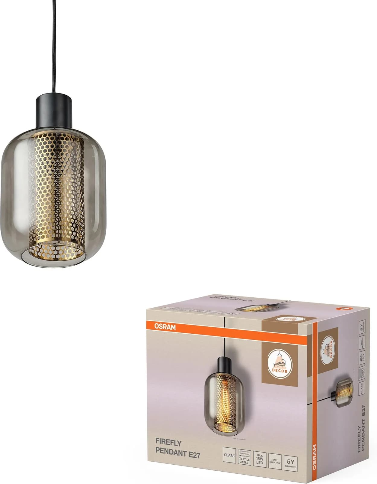 OSRAM Pendelleuchte Decor Firefly Gold/Schwarz E27 Stahl