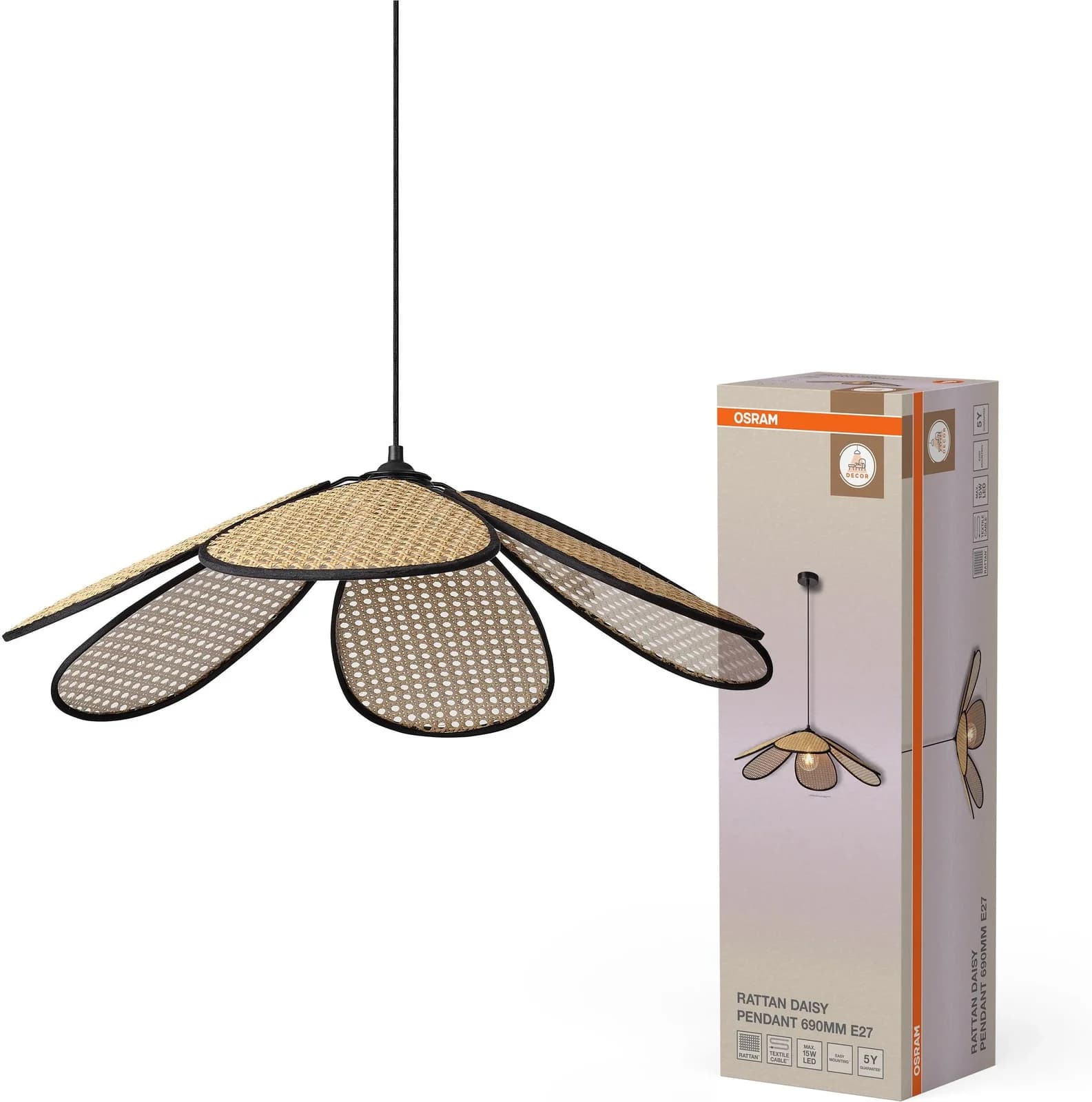 OSRAM Hängeleuchte Decor Rattan Daisy Beige E27