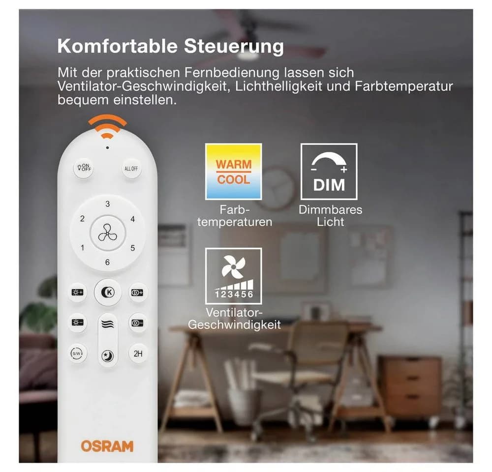 Osram Deckenventilator Leste 445mm mit LED & Fernbedienung - Bild 3