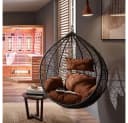 HOME DELUXE Hängesessel CIELO Polyrattan Grau - Korb mit Kissen Bild 1