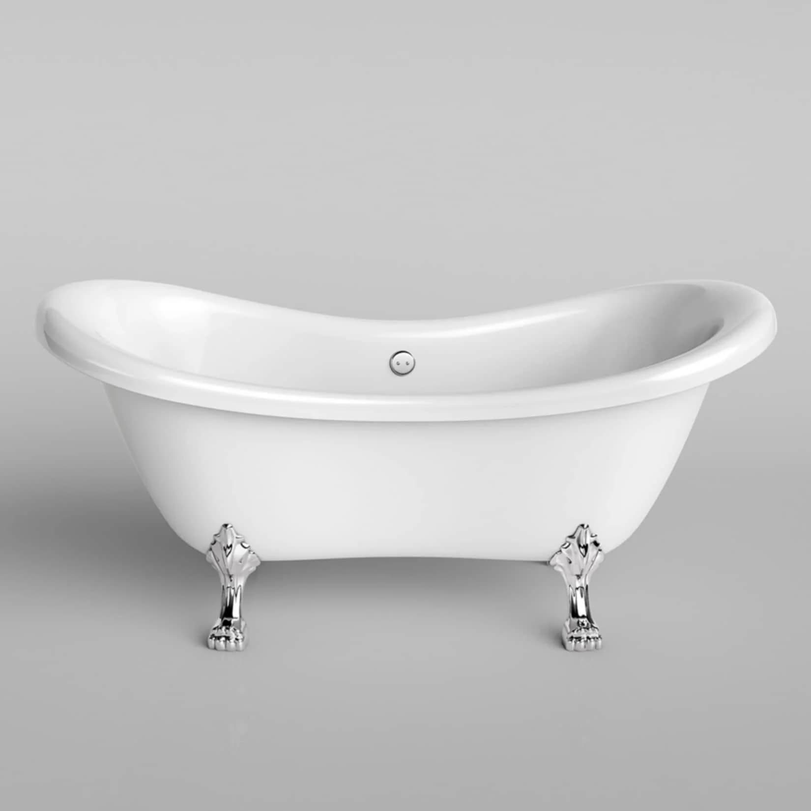 HOME DELUXE Freistehende Badewanne FAMA mit Überlaufschutz & Siphon
