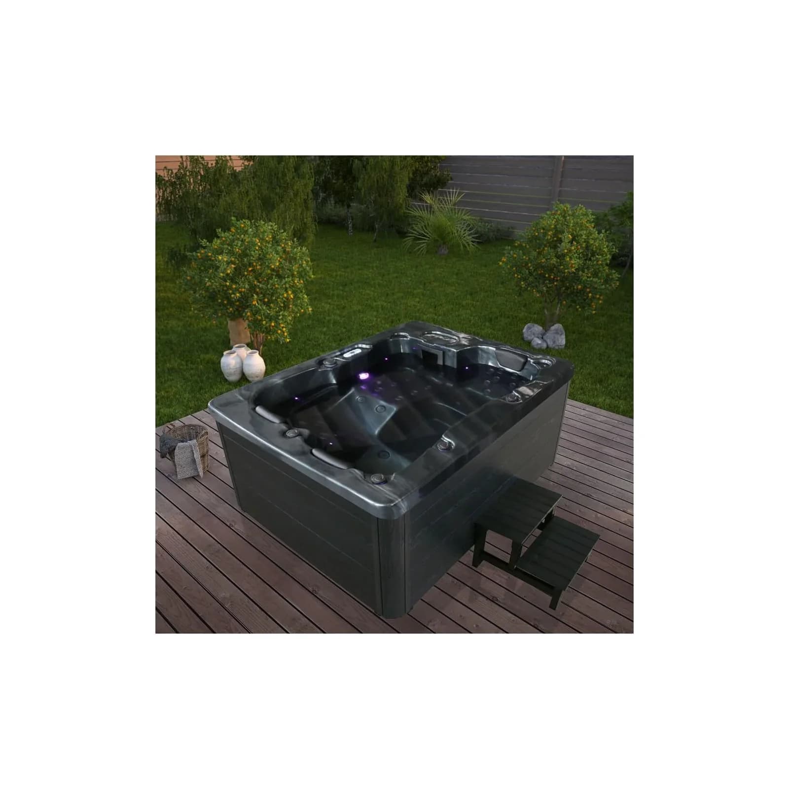 HOME DELUXE Outdoor Whirlpool BLACK MARBLE Mit Treppe und Thermoabdeckung - Bild 2