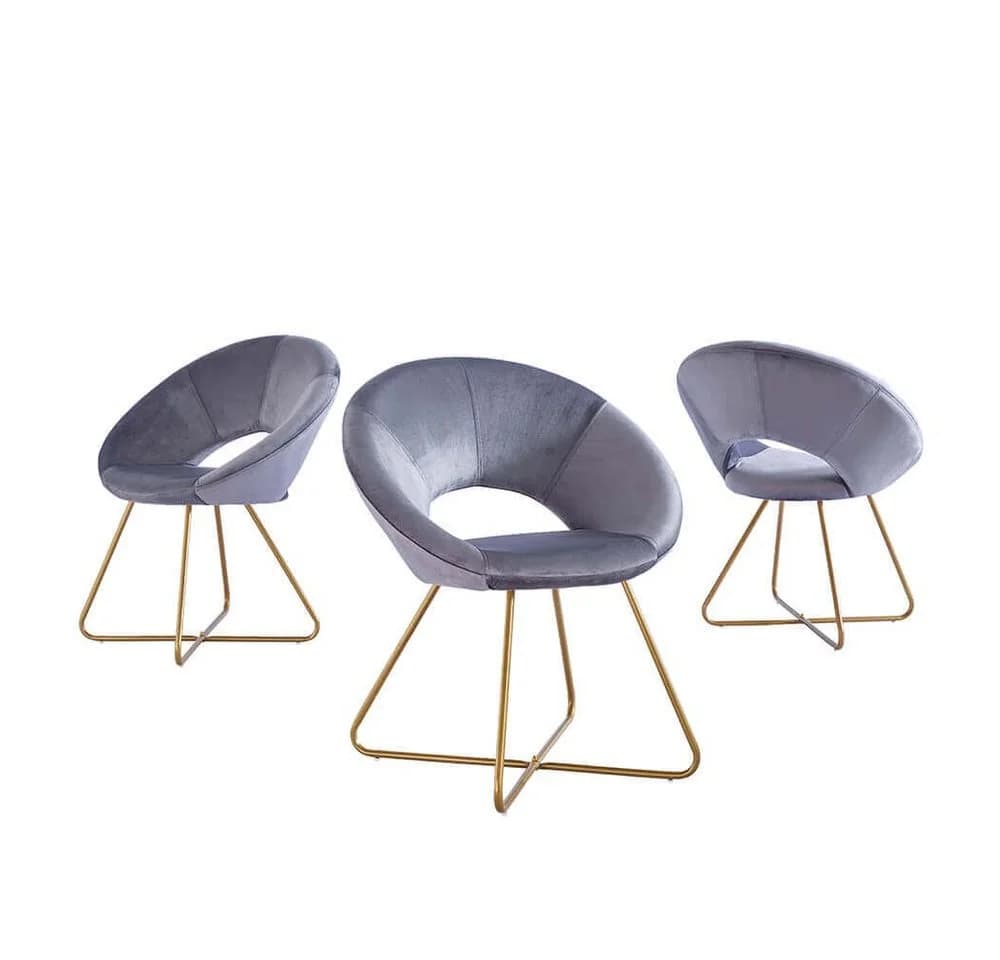 HOME DELUXE Samtstuhl SELESA Gold Grau Esszimmerstuhl - Bild 3