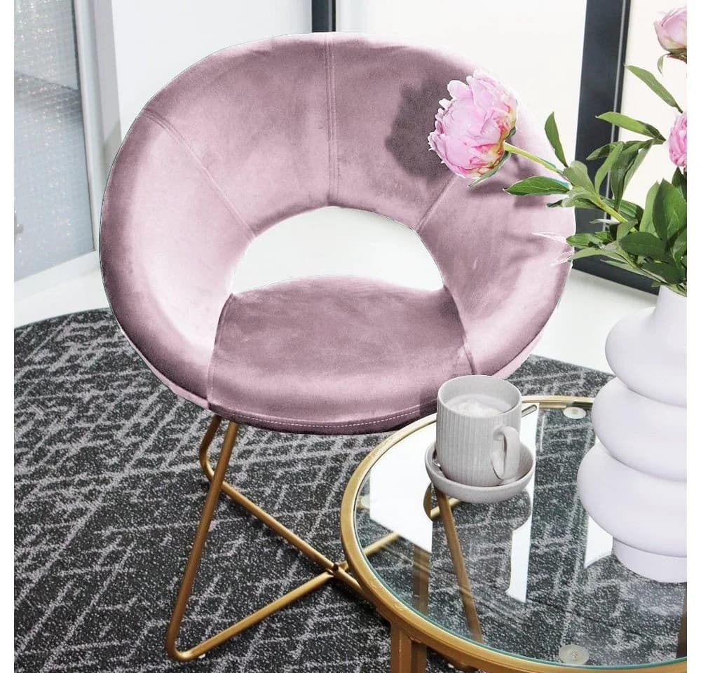 HOME DELUXE Samtstuhl SELESA Rosa Gold Esszimmerstuhl