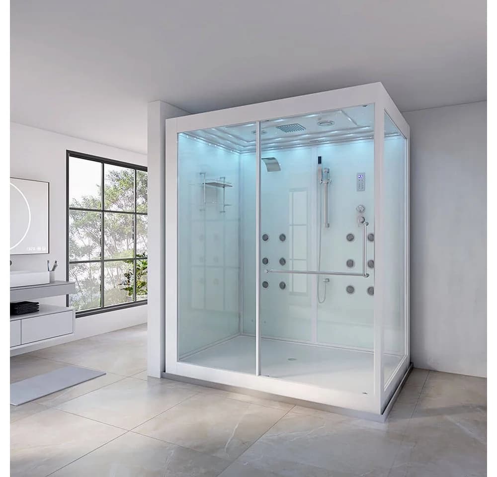 HOME DELUXE Dampfdusche DESIGN XL Weiß mit LED & Dampfsauna