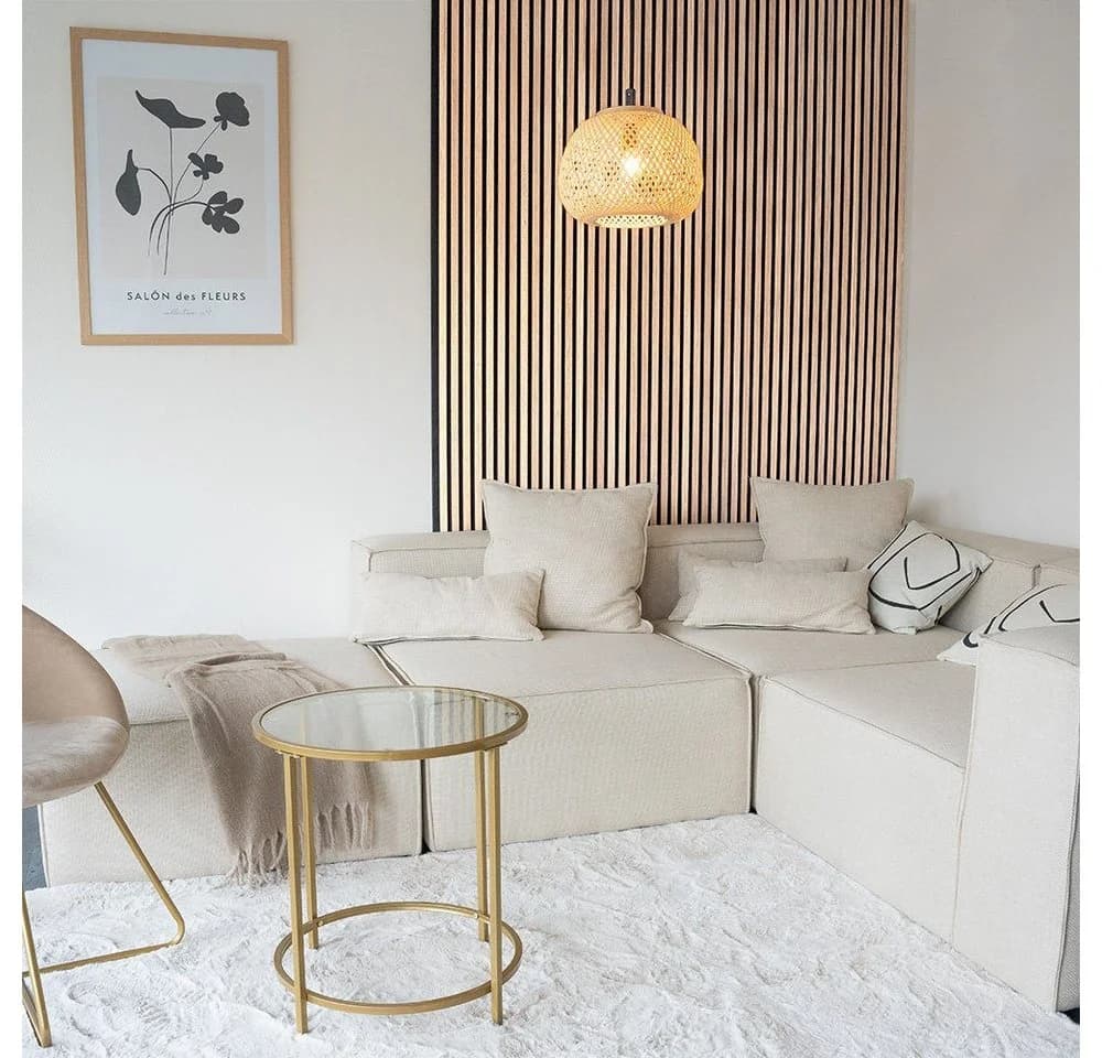 HOME DELUXE Akustikpaneel Lamellenwand SONIC Beige 3-tlg.