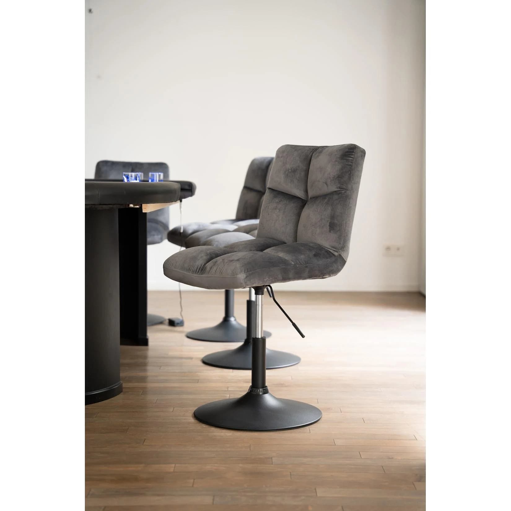 HOME DELUXE Pokerstuhl drehbar 2er Set ACE Samt Hellgrau