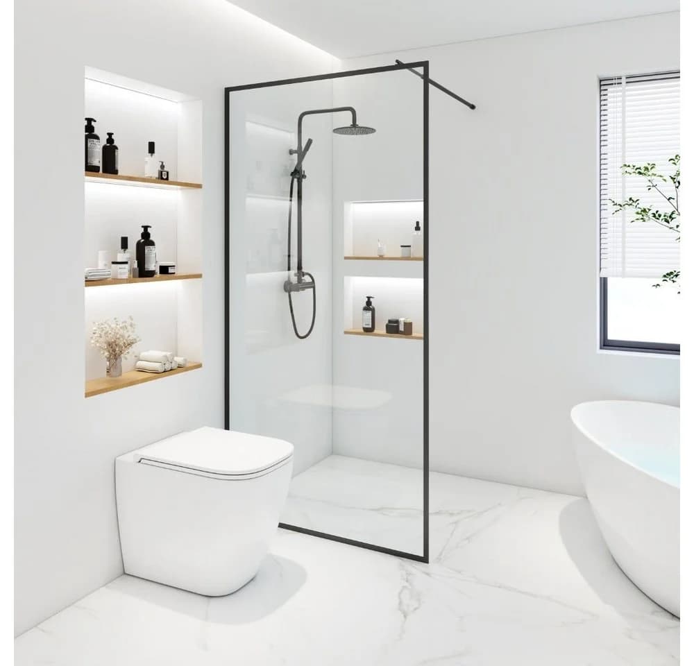 HOME DELUXE Duschwand BAKI Schwarzer Rahmen ESG-Sicherheitsglas - Bild 2