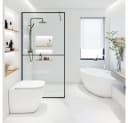 HOME DELUXE Duschwand BAKI Schwarz 10 mm ESG-Glas Aluminium-Rahmen Bild 1